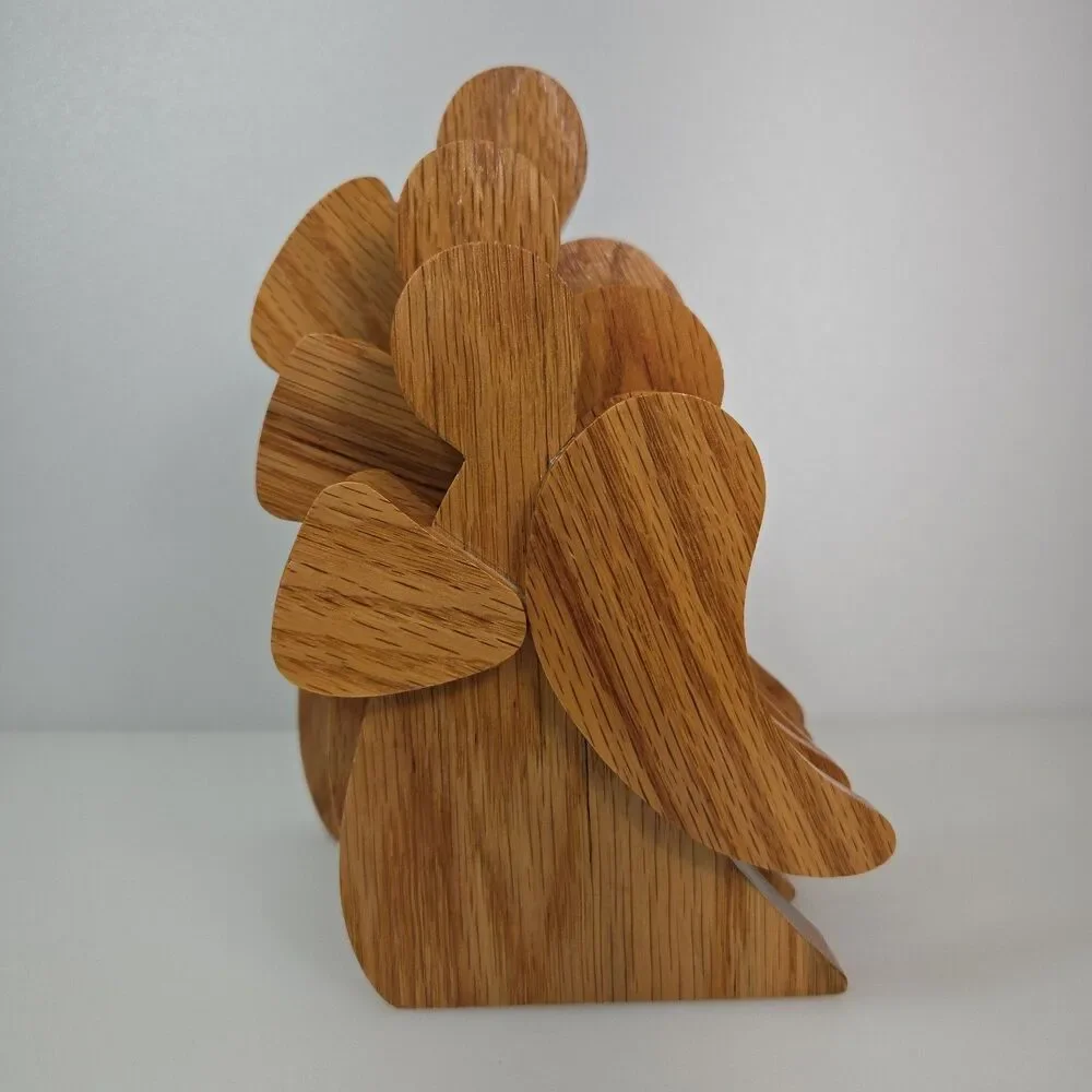 Wooden Angel Figurines Set of 3 Graduated Sizes Handmade Minimalist Cottagecore